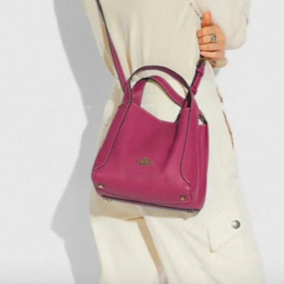NWT Coach Polished Pebble Leather Hadley Hobo 21 Dusty Pink/Gold 78800